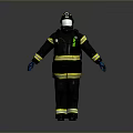 Firefighting Protective Suit With Black Yellow Reflective Stripes Helmet And Gloves