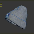Gray Stylish Beanie Hat With Blue Logo Design On Dark Background 3d model