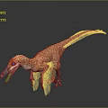 Feathered Orange And Blue Dinosaur Model With Open Mouth And Wings