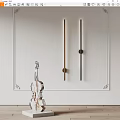 Modern Wall Lamps With Brown Black Sleek Lines On White Wall And Silver Violin