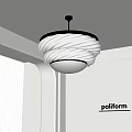 Modern Pendant Light with Twisted White Lampshade and Black Frame in Minimalist Room