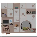 Kids Room Decorative Cabinet With Circular Hole Design White Light Pink Toys Books Cozy Nook
