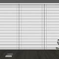 White Venetian Blinds Covering Large Window In Modern Room With Wooden Floor And Green Plant