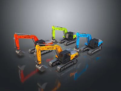 Multi Colored Heavy Duty Construction Tracked Excavators With Durable Design For Industrial Use 3d model