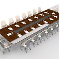 Modern Conference Table With Wheeled Chairs And Gray White Seats In Office Setting
