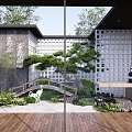 Japanese-style courtyard dry landscape courtyard garden 3d model