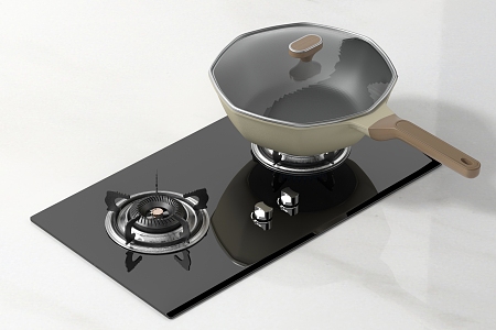 Gas Stove Wok Kitchenware Hardware 3d model