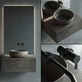 Modern Minimalist Washbasin Design With Marble Countertop And Black Faucet