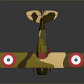 Vintage Biplane Model Toy With Green Beige Body And Red Blue Wing Emblems