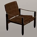 Brown Leather Leisure Chair With Metal Frame And Comfortable Armrest Design