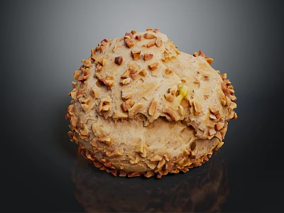 Homemade Nutty Bread Topped With Chopped Nuts Golden Brown Crust And Crunchy Texture 3d model