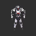High Tech Industrial Mechanical Exoskeleton Armor With Silver Red Protective Design 3d model