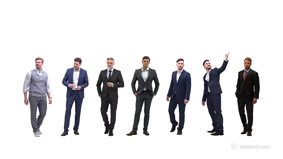 Men In Various Styles From Formal Suits To Casual Wear With Different Poses 3d model 