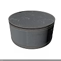 Gray Round Storage Box With Smooth Surface And Metal Rim Design