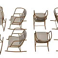 Stylish Outdoor Rocking Chairs With Metal Frame And Beige Seat Cushions
