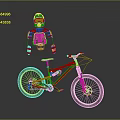 Mountain Bike with Yellow and Black Riding Gear Helmet and Protective Vest on Gray Background