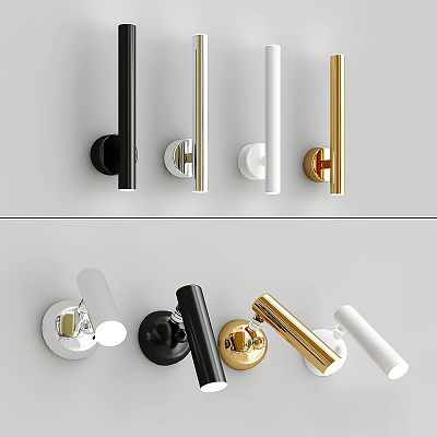 Modern Elegant Wall Lamps With Black White Gold Sleek Cylindrical Design 3d model