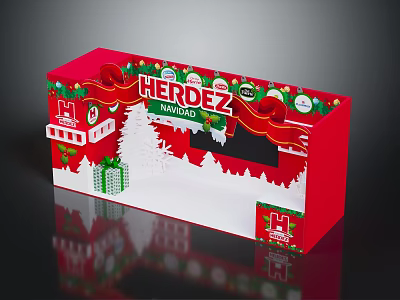 HERDEZ Navidad Christmas Gift Box With Red Design Christmas Tree Gift Boxes Snowflakes And Decorations 3d model