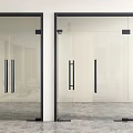 Modern Glass Double Doors With Black Frame For Home Interior Design 3d model