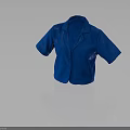 Classic Blue Short Sleeve Blazer With Collared Design And Button Front