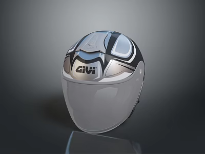 GIVI Helmet Style Weapon With Silver Black Design Transparent Shield And Reflective Surface 3d model