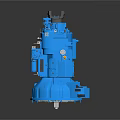 Blue Industrial Mechanical Equipment Featuring Complex Components And Metal Pipes