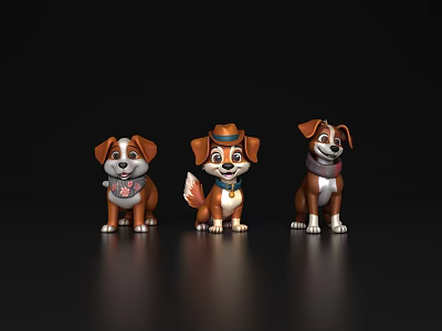 Cartoon puppy cartoon animal pet dog cute dog cartoon dog toy hand-made beauty art 3d model