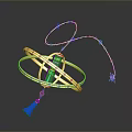 Decorative Home Living Accessory With Golden Rings Purple Beads And Blue Accents