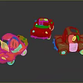 Colorful Electric Toy Cars in Orange Pink Green Styles for Children's Playtime