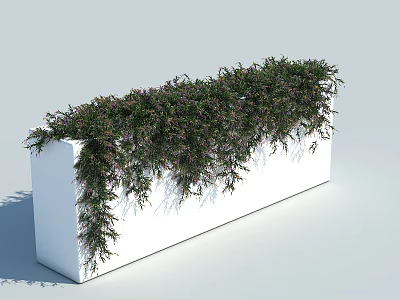 Lush Green Vines Draping Over White Planter Box For Decorative Garden 3d model