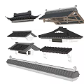 New Chinese-style Eaves Door Head Roof Tiles Building Components 3d model