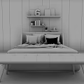 Nordic background double bed background soft accessories 3d model