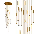 Modern Linear Chandelier Design With Black White And Gold Hanging Pendant Rods