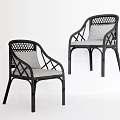 Modern Outdoor Leisure Chairs With Black Woven Frame And Gray Cushions