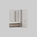 Sleek Modern Bathroom Washbasin With Integrated Mirror Storage Cabinets And Soft Lighting