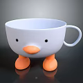 Adorable White Duck Shaped Cup With Black Eyes Orange Beak And Feet As Household Item