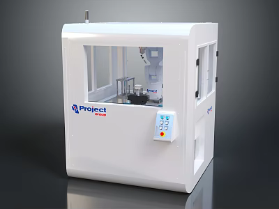White Industrial Equipment With Project Brand Transparent Window And Control Panel 3d model
