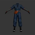 3D Worker Model Wearing Dark Blue Work Uniform With Brown Tool Belt And Black Boots