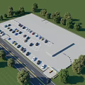 Modern Road Facilities With Parking Spaces Yellow Lines Guardrails Parked Cars And Paved Sidewalk