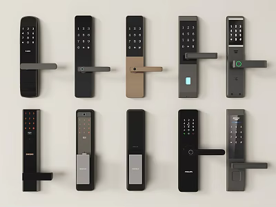 Smart Electronic Door Handles With Multiple Designs And Fingerprint Password Features 3d model