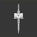 Futuristic White and Black Mechanical Weapon With Red Accents and Long Handle