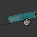Turquoise Utility Trailer with Open Textured Bed Single Wheel and Practical Hitch for Cargo Transport