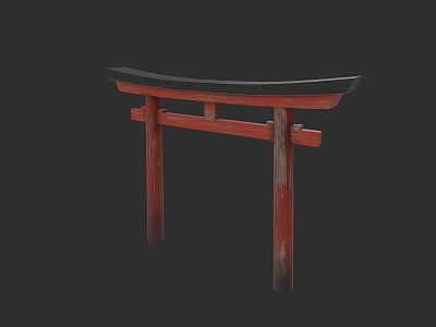 Traditional Japanese Ancient Architecture Red Torii Gate Wooden Arch Structure Design 3d model