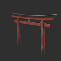 Traditional Japanese Ancient Architecture Red Torii Gate Wooden Arch Structure Design