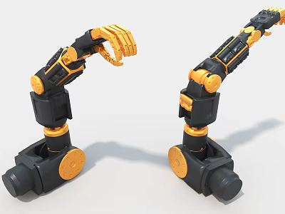 Industrial Robotic Arms With Black And Yellow Mechanical Structure For Automated Manufacturing 3d model