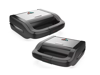 Two Black Modern Electric Sandwich Makers As Kitchen Appliances With Sleek Design 3d model