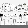 Complete Modern Bathroom Fixture Combination With Shower Heads Faucets Sinks Toilets And Racks