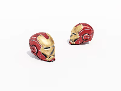 Red And Gold Iron Man Helmet Miniature Models For Collectors 3d model