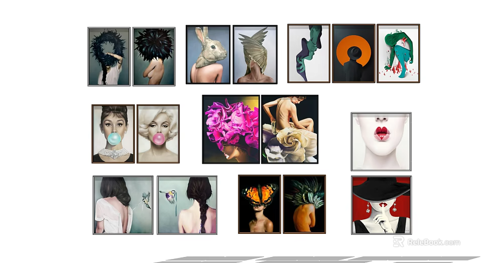 Diverse Character Art Paintings With Various Styles And Artistic Elements 3d model