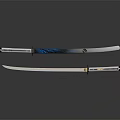 Samurai Sword With White Sheath Blue Decorations Silver Blade And White Gold Handle
